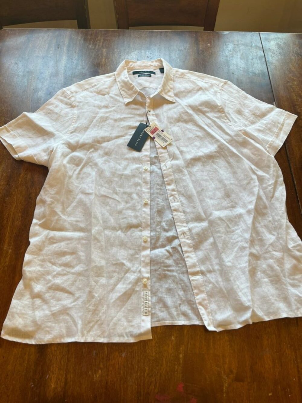 Perry Ellis Men's White Linen Blend Short Sleeve Untucked Shirt Size XXL NWT